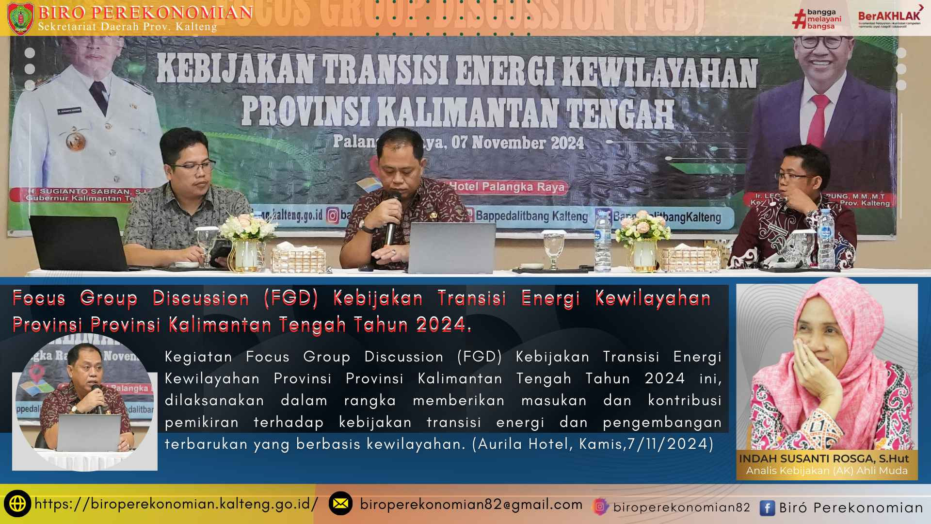 Focus Group Discussion (FGD) Kebijakan Transisi Energi Kewilayahan Provinsi Provinsi Kalimantan Tengah Tahun 2024. 