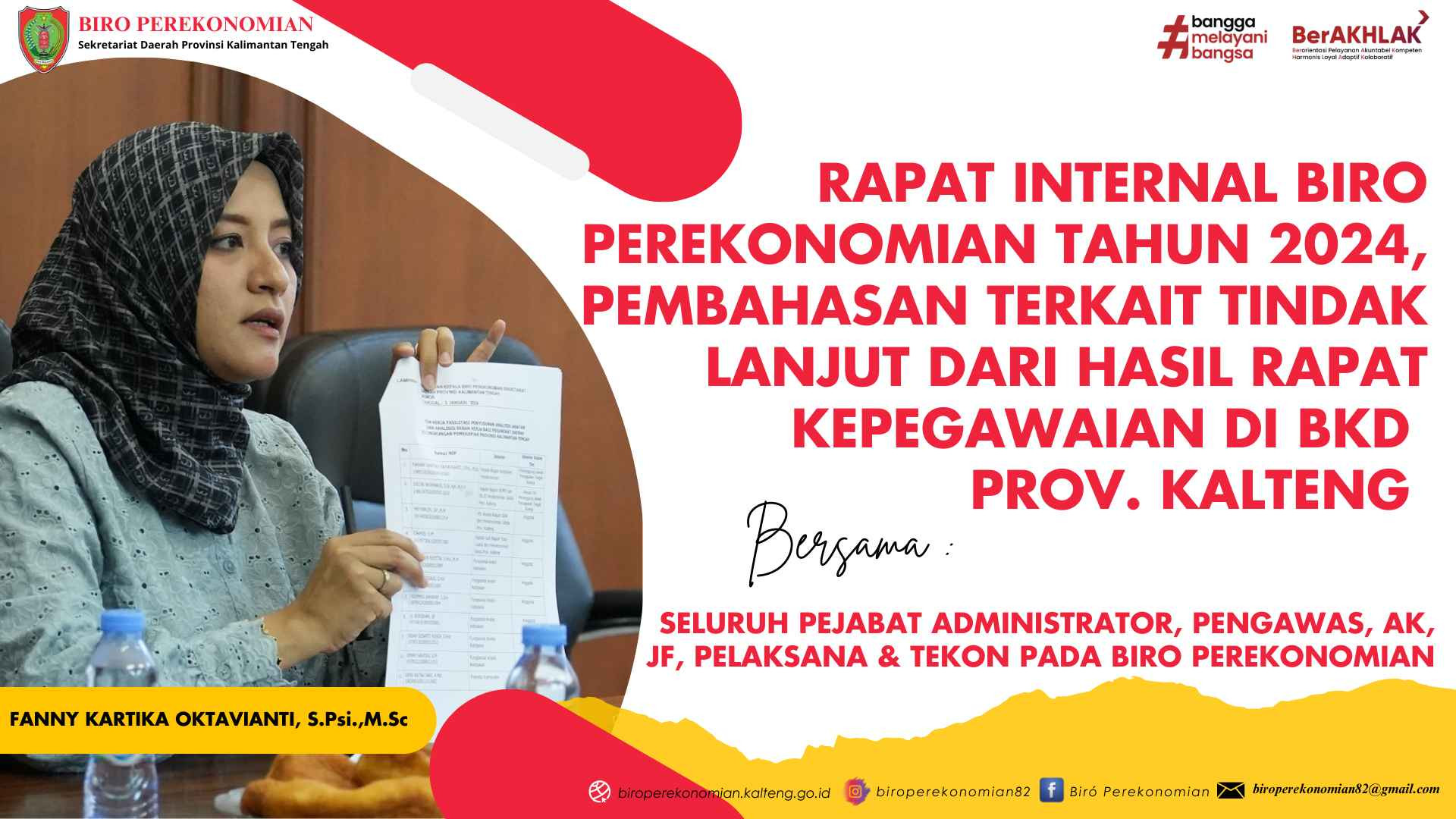 Rapat Internal Biro Perekonomian Tahun 2024, Pembahasan terkait Tindak Lanjut dari hasil rapat Kepegawaian di BKD Prov. Kalteng.