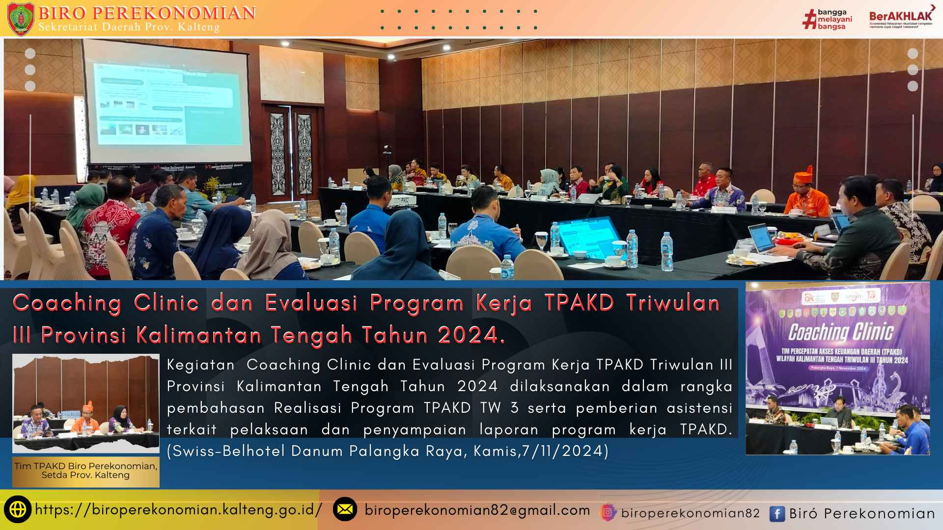 Coaching Clinic dan Evaluasi Program Kerja TPAKD Triwulan III Provinsi Kalimantan Tengah Tahun 2024.