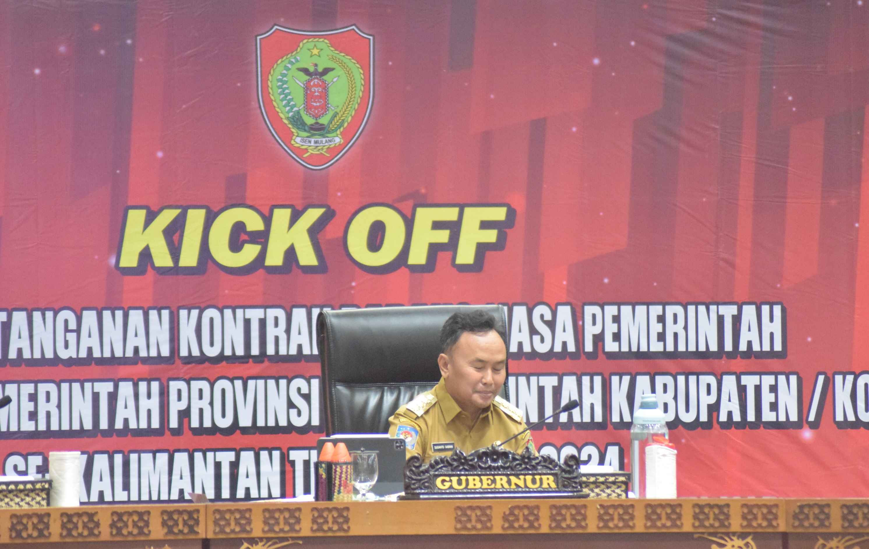 Gubernur Kalimantan Tengah H. Sugianto Sabran, S.IP., Buka Kegiatan Kick Off Penandatangan Kontrak Barang / Jasa Pemerintah di Lingkup Pemerintah Prov. Kalteng Tahun 2024